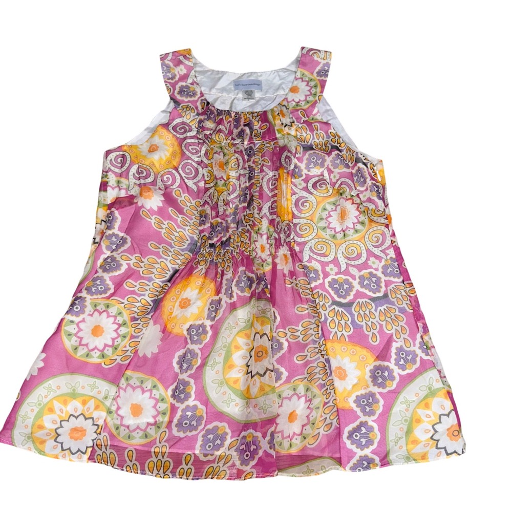 Soft Surroundings Sleeveless Silk Tank Top Pink Boho Mandala Paisley Women's S